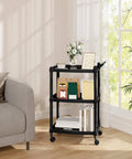Avilia Carrello Salvaspazio Multiuso Nero con 3 Ripiani e Ruote Pratico ed Elegante per Cucina e Bagno Ean 8056819050165