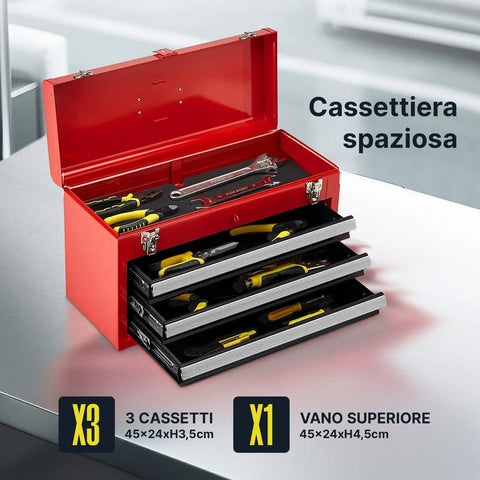 Carrello per Attrezzi con Cassetti e Armadietto con Serratura fino a 100kg
