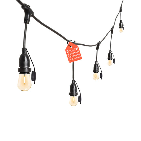 Guirlande Lumineuse 5 Douilles E27 5m Noire