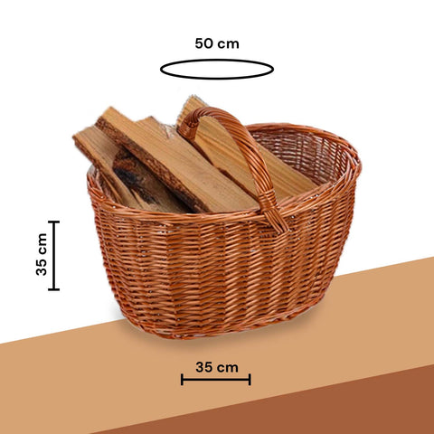 Cestino Portalegna o Picnic 35x50 cm in Vimini con Manici e Grande Capacità Ean-8023755045432