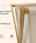 Portabiancheria Pieghevole In Legno E Stoffa Ecru