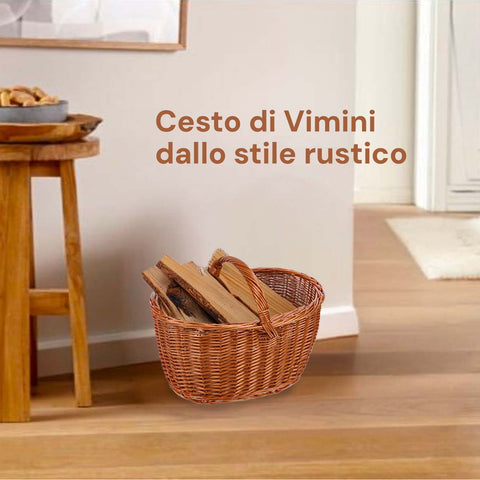 Cestino Portalegna o Picnic 35x50 cm in Vimini con Manici e Grande Capacità Ean-8023755045432