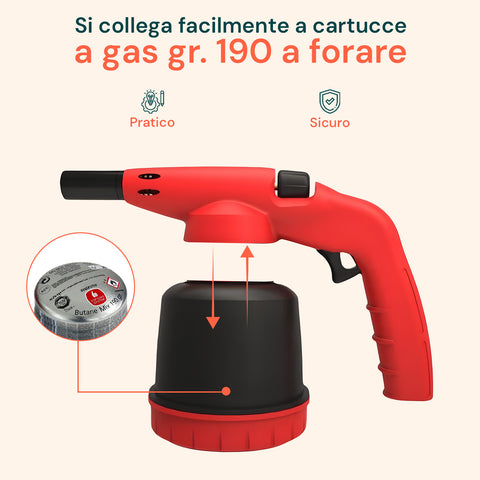 Saldatore A Gas Hellfire Con Piezo E 2 Cartucce Da 190g Incluse
