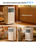 Condizionatore portatile Chigo 3 in 1: raffreddamento 950W, ventilazione e deumidificatore, ambiente soggiorno moderno con comfort