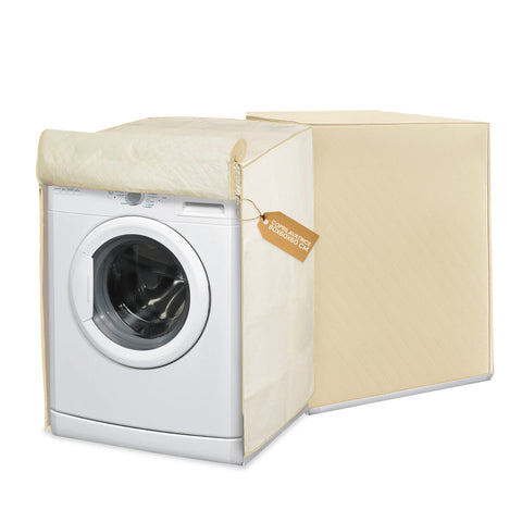 Cache-lave-linge Beige Double Fermeture Éclair Anti-taches 80x60x60 cm