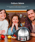 Bollitore per uova da 400W con cottura rapida e uniforme, ideale per colazione in famiglia, design compatto in acciaio inox con controllo temperatura