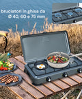 Fornello da Campeggio 3 Fuochi con Bruciatori Inox e Accensione Manuale