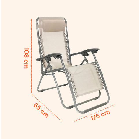 Dimensioni precise 175x65x108cm per postura ergonomica e rilassante, spazio ottimale per comfort totale all'aperto