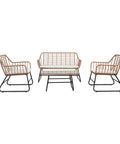 Set Cebu Salotto Con Tavolo In Vetro Divano E 2 Poltrone In Polyrattan