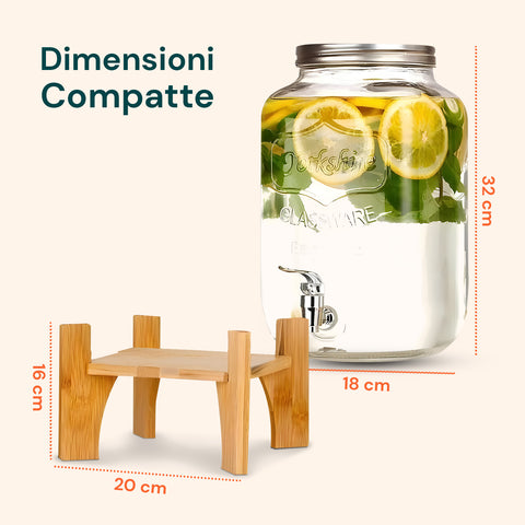 Dispenser Bevande in Vetro 8L con Rubinetto