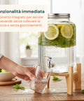 Dispenser Bevande in Vetro 8L con Rubinetto in Alluminio