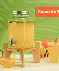 Dispenser Bevande in Vetro 8L con Rubinetto in Alluminio