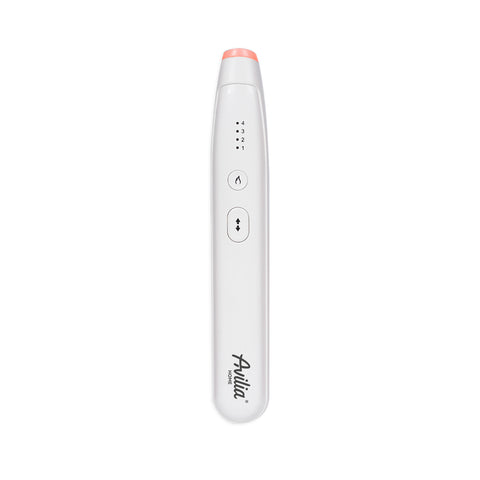 Dispositivo terapeutico riscaldante Avilia bianco con 4 livelli di temperatura, pulsanti di controllo e ricarica USB-C per sollievo mirato