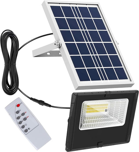 Faretto solare LED 40W con pannello fotovoltaico, telecomando e cavo di collegamento - Illuminazione ecologica per esterni IP66 impermeabile