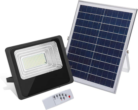 Kit completo faretto solare LED con pannello fotovoltaico, telecomando e illuminazione ad alta efficienza energetica - Soluzione sostenibile per giardini e terrazze