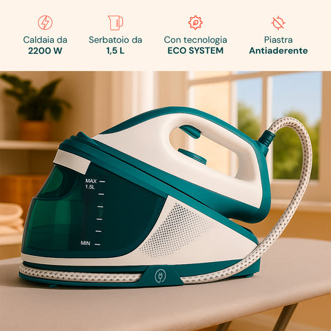 Ferro da Stiro con Caldaia con Piastra Ceramica e Sistema Autopulente 2200W