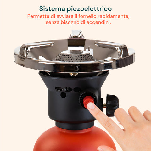 Sistema piezoelettrico per accensione rapida senza accendini o fiammiferi, funzionamento automatico e sicuro
