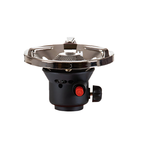 Réchaud de camping avec allumage piézo et cartouches à valve 7/16