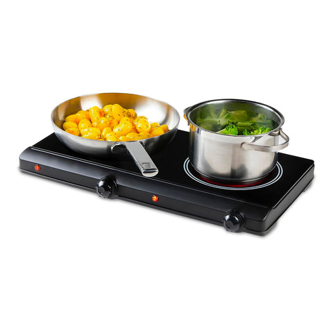 Fornello elettrico a infrarossi 2400W con doppia piastra portatile per riscaldamento rapido e uniforme, ideale per cucina versatile