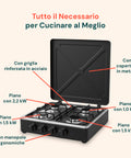 Cucina all’Aperto con Fornello a Gas 4 Fuochi ad Alta Efficienza Facile da Usare