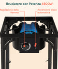 Fornellone da Cottura a Gas con Gambe Regolabili e Accensione Piezo 4,5 Kw