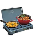 Fornello Esterno 2 Fuochi Inox Grigio per Riscaldo e Cottura in Campeggio