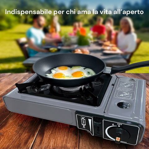 Fornello Portatile A Gas 2,2kw Con Piezo E Valigetta Per Esterni