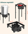 Fornellone da Cottura a Gas con Gambe Regolabili e Accensione Piezo 4,5 Kw