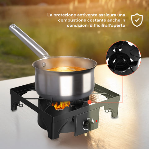 Fornellone da Cottura a Gas con Gambe Regolabili e Accensione Piezo 4,5 Kw