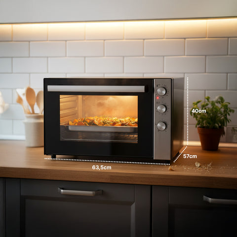 Forno Ventilato Grande Capacità 70L 2500W Nero, Doppia Resistenza e 4 Funzioni
