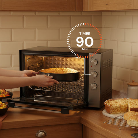 Forno Ventilato Grande Capacità 70L 2500W Nero, Doppia Resistenza e 4 Funzioni