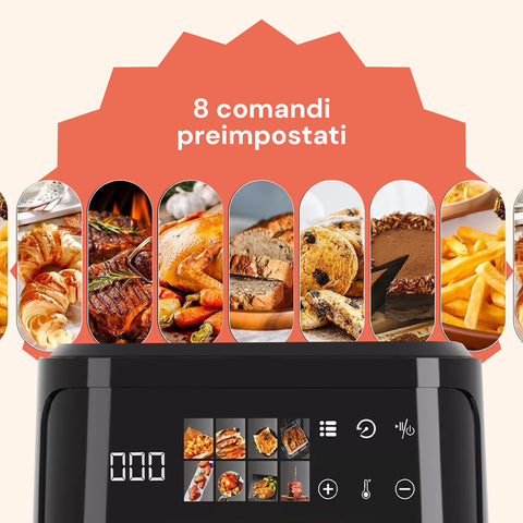 Avilia Friggitrice ad Aria 8L 1350W con Display Digitale, Timer, Cestello Removibile e 8 Programmi Ean-8056897155073