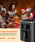 Friggitrice ad Aria 7,5L 1600W Nera Digitale, Pannello LED, Timer 60 Min, 4 Funzioni Cottura, Parti Lavabili Ean-8051597871155