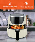 Friggitrice Ad Aria 5l 1500w Temperatura 80-200°C Con Timer E Display Led
