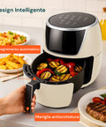 Friggitrice Ad Aria 5l 1500w Temperatura 80-200°C Con Timer E Display Led