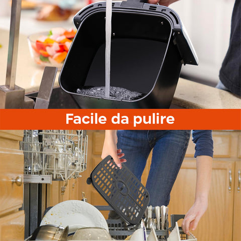Friggitrice ad Aria 7,5L 1600W Bianca Digitale, Pannello LED, Timer 60 Min, 4 Funzioni Cottura, Parti Lavabili Ean-8051597871155