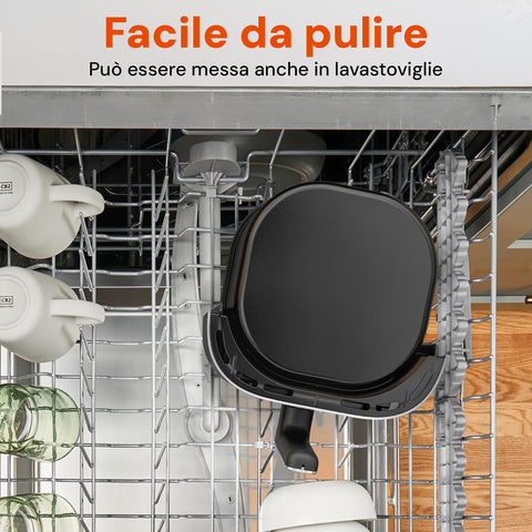 Friggitrice ad Aria 7,5L 1600W Nera Digitale, Pannello LED, Timer 60 Min, 4 Funzioni Cottura, Parti Lavabili Ean-8051597871155