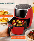 Friggitrice Ad Aria 5l 1500w Temperatura 80-200°C Con Timer E Display Led