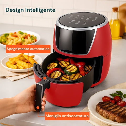 Friggitrice Ad Aria 5l 1500w Temperatura 80-200°C Con Timer E Display Led
