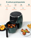 Friggitrice Ad Aria 5l 1500w Temperatura 80-200°C Con Timer E Display Led
