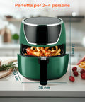 Friggitrice Ad Aria 5l 1500w Temperatura 80-200°C Con Timer E Display Led