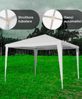 Gazebo 3x3m Struttura Tubolare in Acciaio Verniciato con Copertura Impermeabile Anti-UV Resistente Bianco Ean 8023755047634