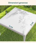 Gazebo con dimensioni generose 3x3 metri, spazioso per giardino con misure dettagliate