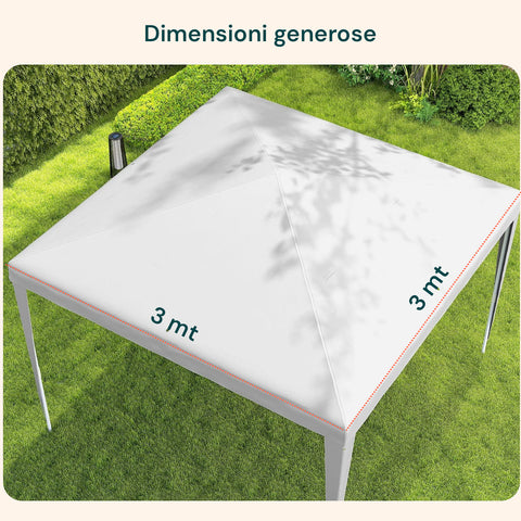 Gazebo con dimensioni generose 3x3 metri, spazioso per giardino con misure dettagliate