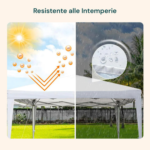 Gazebo resistente alle intemperie con protezione UV e tessuto impermeabile contro sole e pioggia