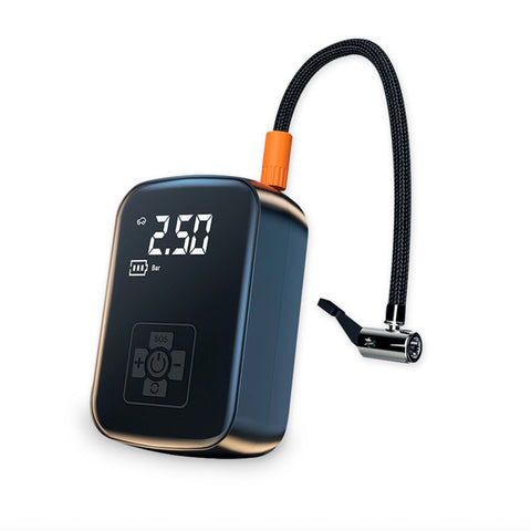 Gonfiatore elettrico portatile con display LCD digitale e torcia LED integrata per auto, moto e biciclette - compressore wireless multifunzione