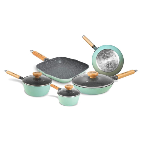 Ensemble de 3 poêles, 2 casseroles et 3 couvercles pour table de cuisson à induction