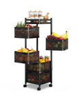 avilia home carrello multiuso richiudibile quadrato salvaspazio con ruote organizer con cestelli 345 ripiani nero o bianco ean 8052879012259