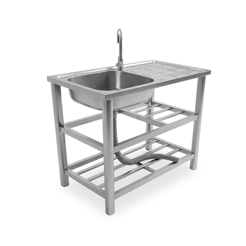 avilia home lavello multifunzione in acciaio inox con fontana lavandino con vasca gocciolatoio e doppia mensola reversibile dxsx 75x40x80 cm ean 8056244083189