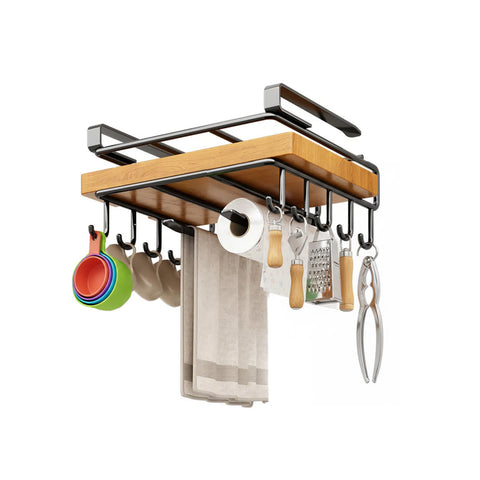 Étagère sous meuble de cuisine avec crochets et dérouleur de papier essuie-tout peu encombrante